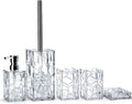 Clear Acrylic Bathroom Accessory Set, 5 Pcs Bathroom Accessories Set with Lotion Dispenser,Soap Dish,Tumbler,Toothbrush Holder,Toilet Brush Set, Elegant Bathroom Decor and Housewarming Gift Set