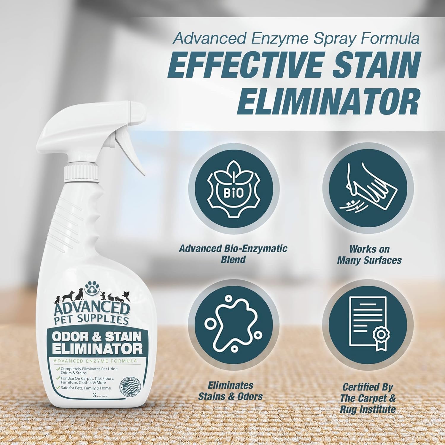 Bio-Enzyme Odor Eliminator Combo Pack - Safe and Effective Pet Urine Remover for Carpets